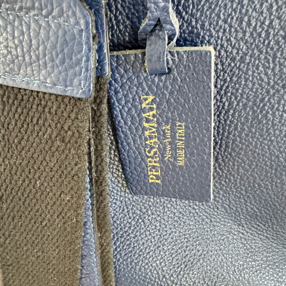 Blue Chevron Pattern Leather Bag - image 3